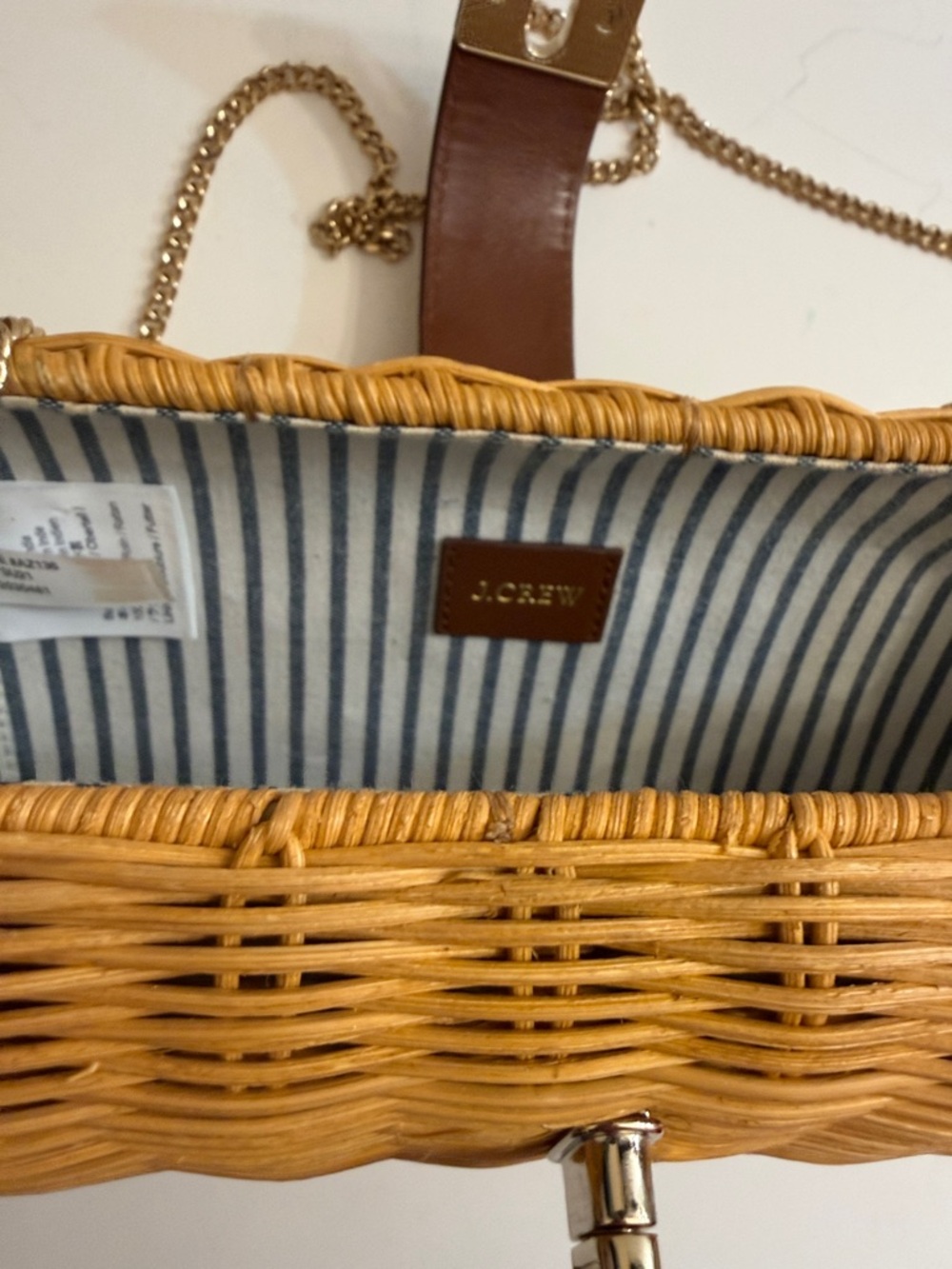 J Crew Rattan clutch purse with chain strap - Picture 6 of 11